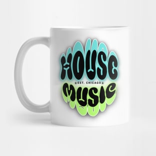 HOUSE MUSIC  - Puffy Y2K Logo Glow (black/lime/blue) Mug